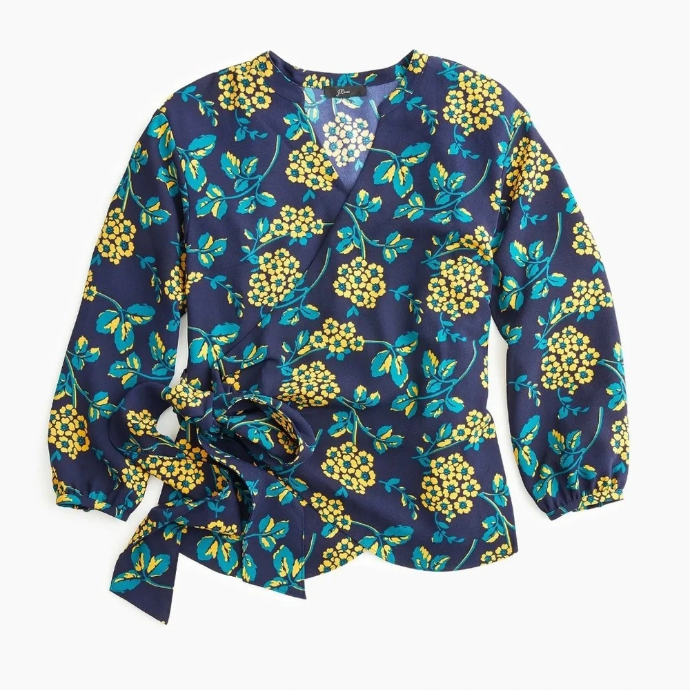 NWT J. Crew‎ Women's Drapey Floral Wrap Top